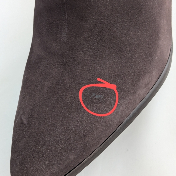 Schutz Mikki Block Heel Brown Suede Bootie Pointed Toe Nobuck Size 8 - Picture 10 of 14